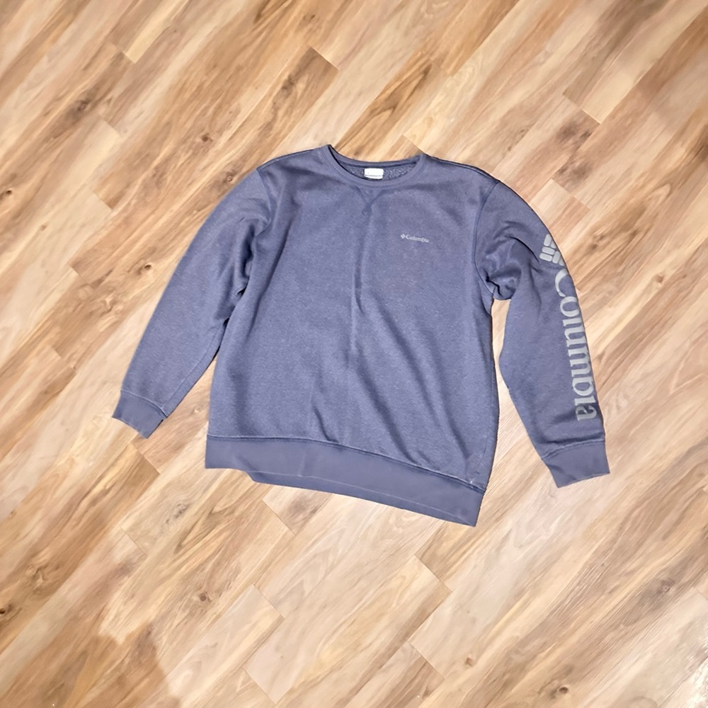 Columbia Blue Crewneck Sweater with Ribbed Cuffs